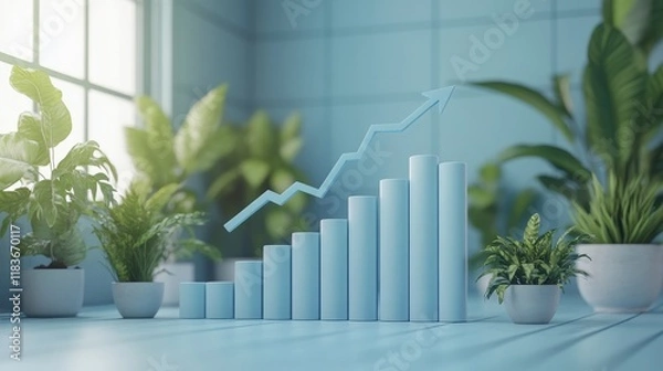Fototapeta a vibrant financial business concept featuring colorful bar graphs and intricate data charts on a sleek office desk