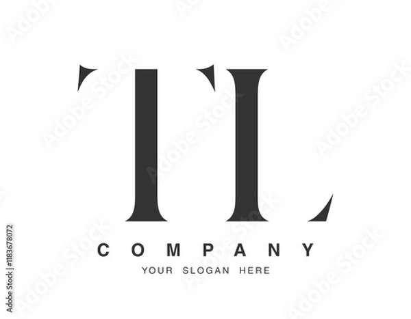 Fototapeta TL logo design. Initial letter t and l serif font style. Creative classic company name typography. Trendy logotype or identity.