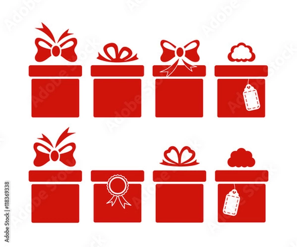 Obraz Подарочные коробки. Бант. Векторная иллюстрация. 