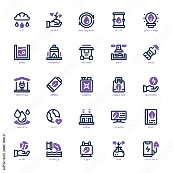 Fototapeta Recycling Icon pack for your website, mobile, presentation, and logo design. Recycling Icon dual tone design. Vector graphics illustration and editable stroke.