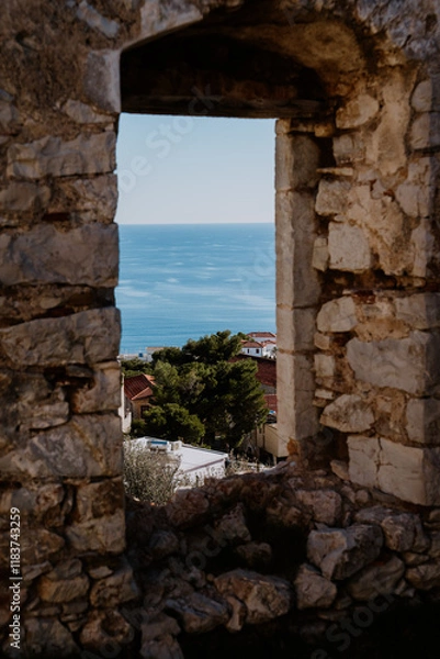 Fototapeta view of the sea from the window