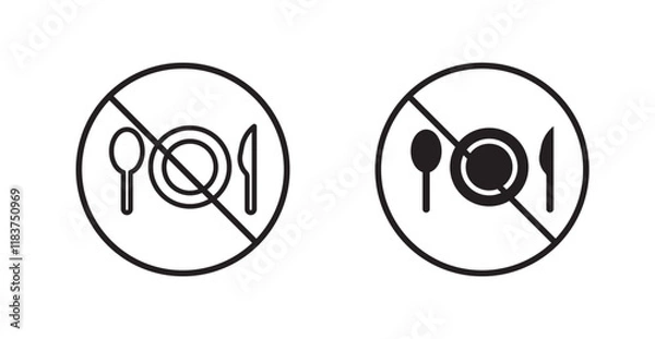 Obraz No eating sign vector set vector graphics designs
