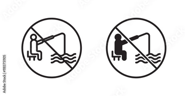 Fototapeta No fishing sign vector set vector graphics designs
