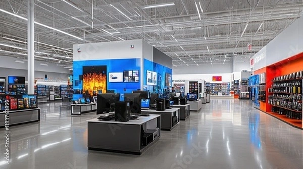 Fototapeta Modern Electronics Store Interior Design: Sleek Displays and Bright Lighting