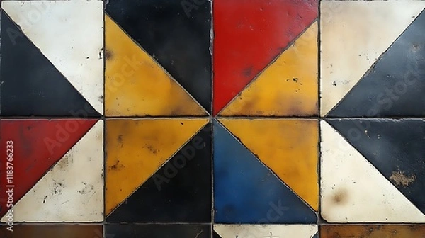 Fototapeta Geometric Tile Pattern in Varied Colors and Tones