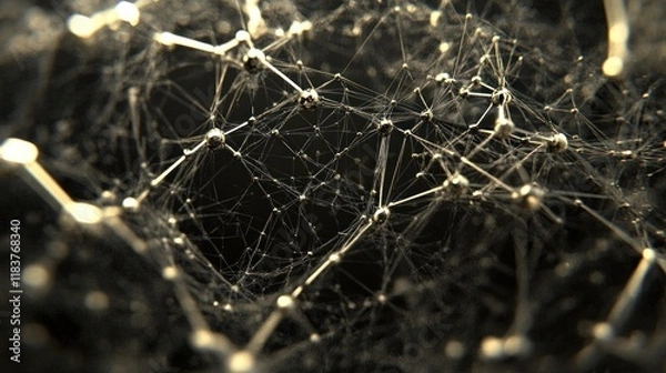 Obraz Abstract Metallic Network: A 3D Render of Interconnected Nodes