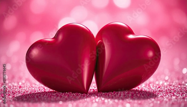 Fototapeta 3d Heart shapes for valentines day background and wallpaper