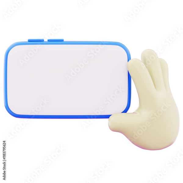 Fototapeta Hand holding modern smartphone device with blank screen icon illustration. Concept of modern technology mobile phone touchscreen for business. User interacting with smartphone device 3d render