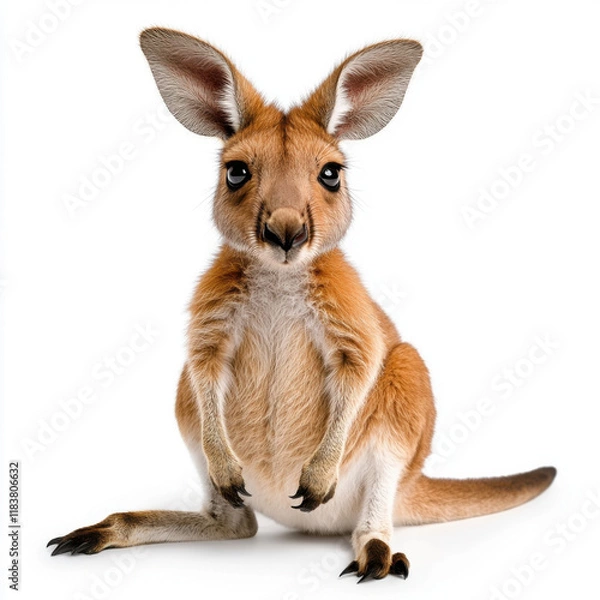 Fototapeta Adorable Red Kangaroo Joey: A captivating portrait of a young marsupial.