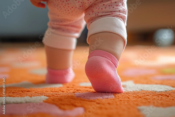 Obraz A baby's pink sock is on the floor