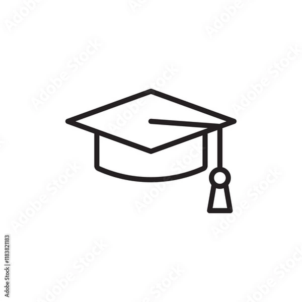 Fototapeta Graduation cap icon Flat vector set outline