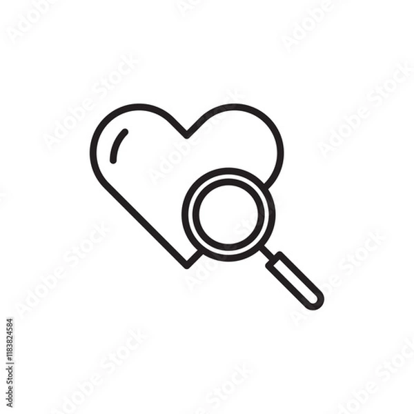 Fototapeta Search heart icon Flat vector set outline