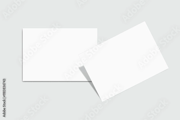 Fototapeta Postcard design mockup empty double sided template. Blank letter paper, thank you card, notecards, note paper, greeting card, wedding invitation or any creative work for presentation of your design
