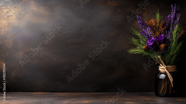 Fototapeta Abstract floral composition on a dark background