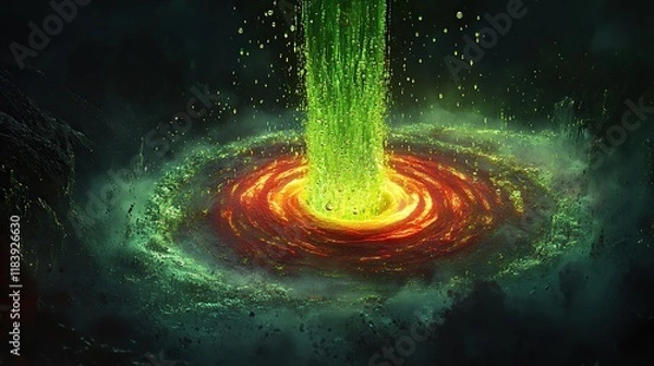 Obraz **A glowing liquid column of suspended droplets