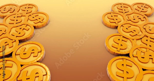 Obraz Coin 3D Cartoon Render Background