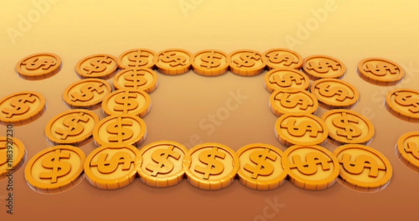 Obraz Coin 3D Cartoon Render Background