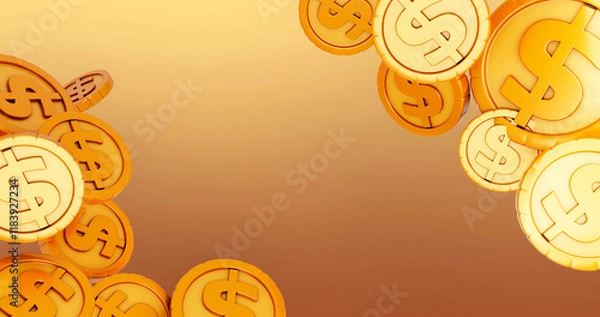 Obraz Coin 3D Cartoon Render Background