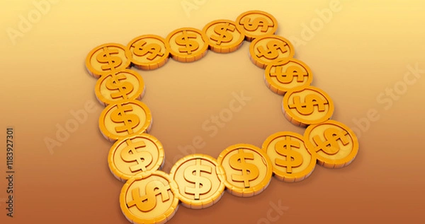 Obraz Coin 3D Cartoon Render Background