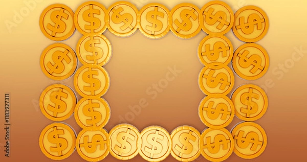 Obraz Coin 3D Cartoon Render Background