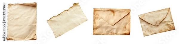 Fototapeta Anonymous note – A note with no sender’s name, creating an air of mystery and anticipation. Isolated on Clear White Background Highly Detailed 