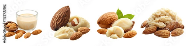 Fototapeta Almond paste – A mixture of almonds and sugar, similar to marzipan but with a higher almond content. Isolated on Clear White Background Highly Detailed 