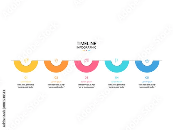 Obraz Timeline infographic template. Concept for presentation business with 5 options and icons.