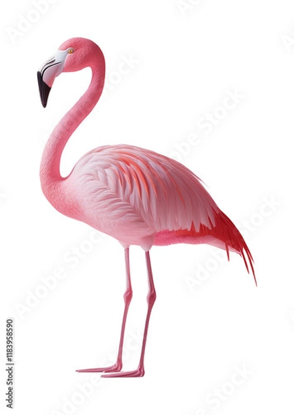 Fototapeta Elegant flamingo posing gracefully on high fidelity minimalist environment isolated on transparent background png