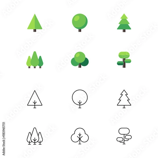 Obraz tree wood forest icon design set