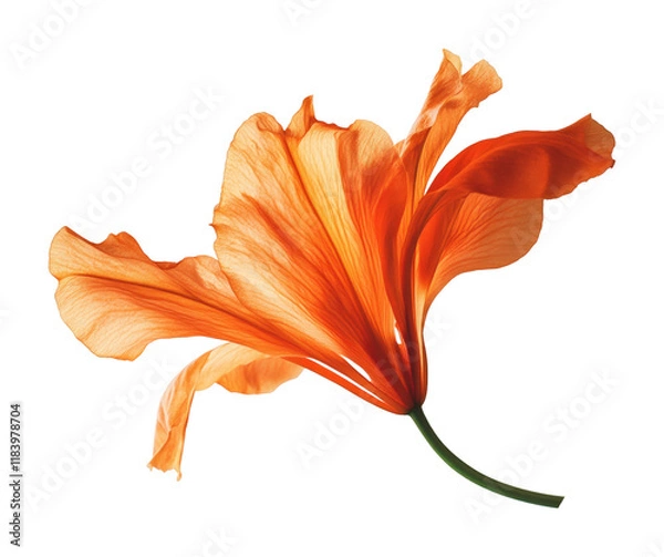 Obraz Flying orange flower on nature high fidelity abstract close-up view isolated on transparent background png