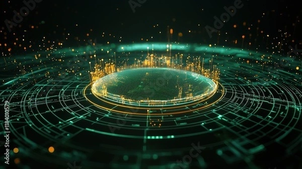 Fototapeta Abstract digital visualization of big data processing on a glowing background