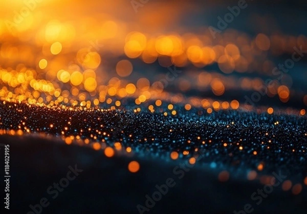 Fototapeta Glimmering Water Surface with Bokeh Effect at Sunset, Beautiful Abstract Nature Background