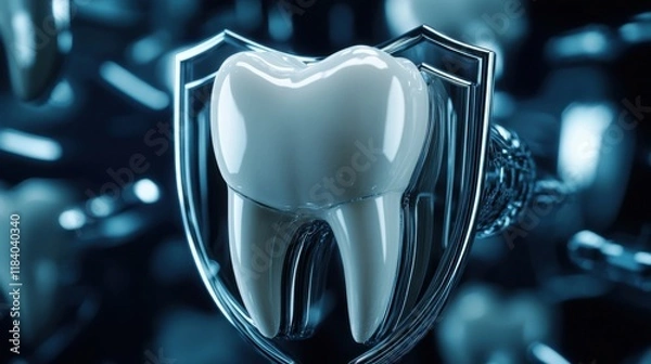 Fototapeta A tooth is shown in a protective shield