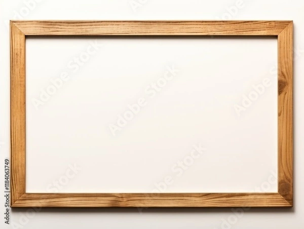 Obraz Empty Wooden Frame on a Plain Background Perfect for Art Display or Photo Presentation in a Minimalist Style