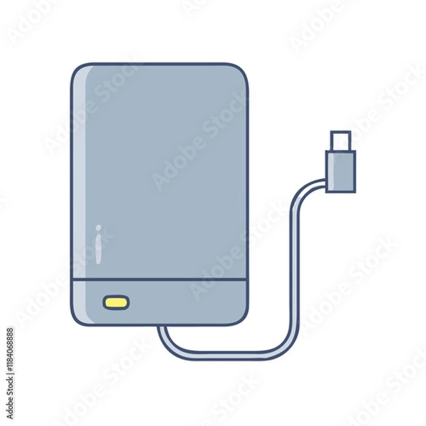Fototapeta external hard drive vector icon, office vector illustration - simple illustration of external hard drive perfect for logos, and office-themed designs.