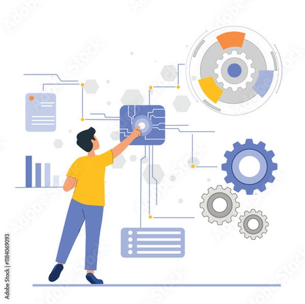 Obraz Innovative digital solution systems illustrated for advanced technological applications.