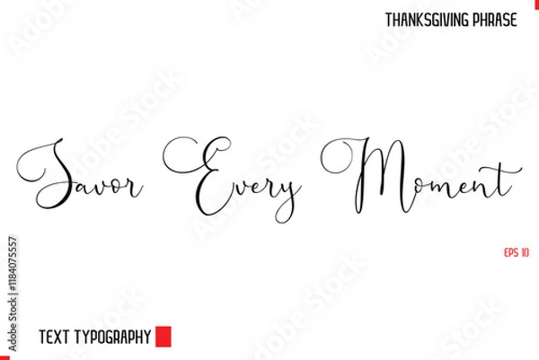Fototapeta Thanksgiving Day Quote in Cursive Typography Savor Every Moment
