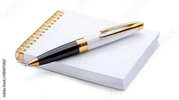 Fototapeta Elegant Pen and Notepad on Clean Surface for Creative Ideas