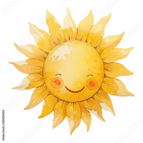 Fototapeta Cheerful sun illustration digital art bright colors whimsical style playful atmosphere