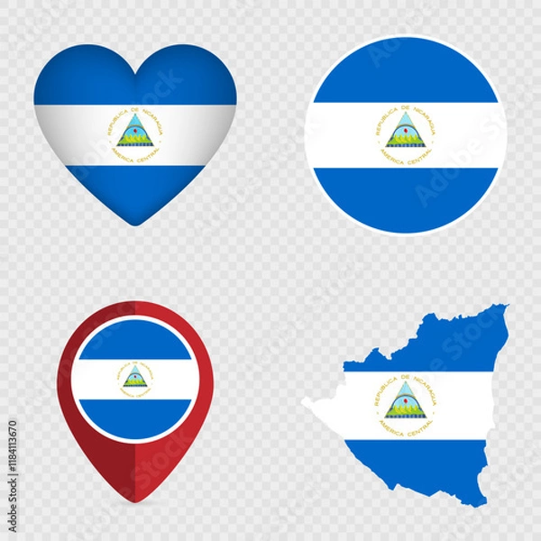 Obraz Nicaragua Flag Icons Pack. Vector illustration.