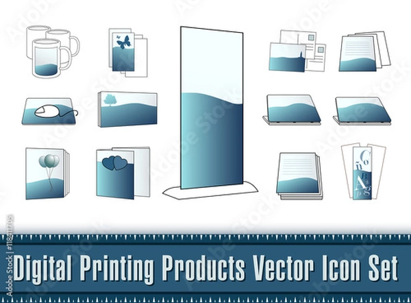 Obraz Digital Printing Products Vector Icon Set