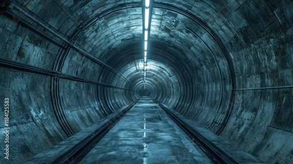 Fototapeta Deep Underground Tunnel: A Journey into the Concrete Labyrinth
