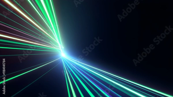 Fototapeta Abstract green neon line background. 