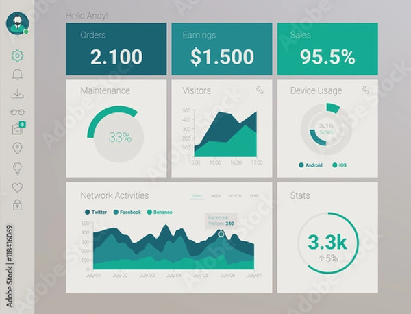 Fototapeta Admin App Dashboard