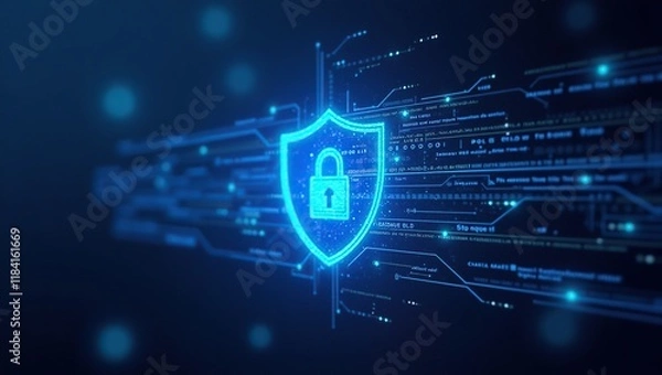 Fototapeta Digital Security Shield Shows Network Protection