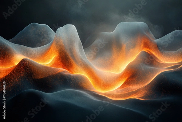 Fototapeta Abstract visualization of sound waves inspired by classical music in a dark setting