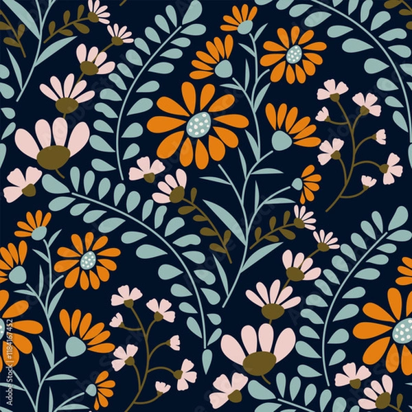Obraz natural floral pattern hand draw line flat design