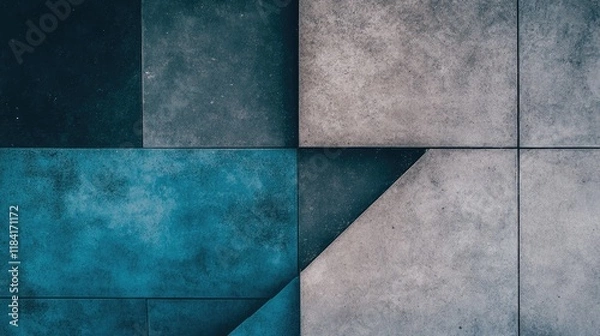 Fototapeta Minimalist abstract business background with clean lines and shades of grey and blue, top-down view.