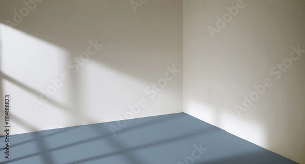 Fototapeta Sunlight from the window shines on the empty room walls and floor