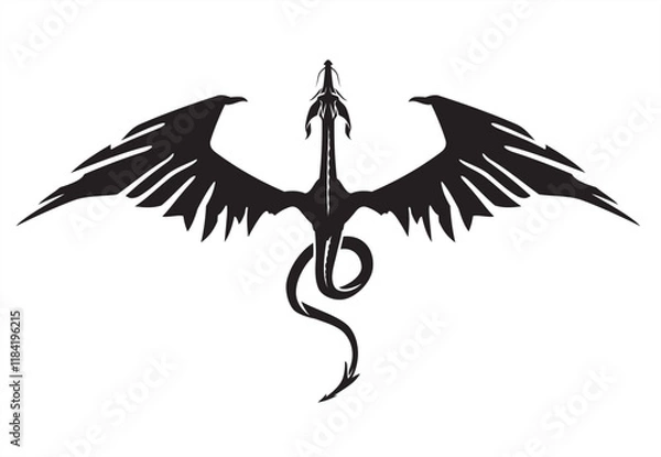 Obraz Dragon Wings Ink, Mythical Beast